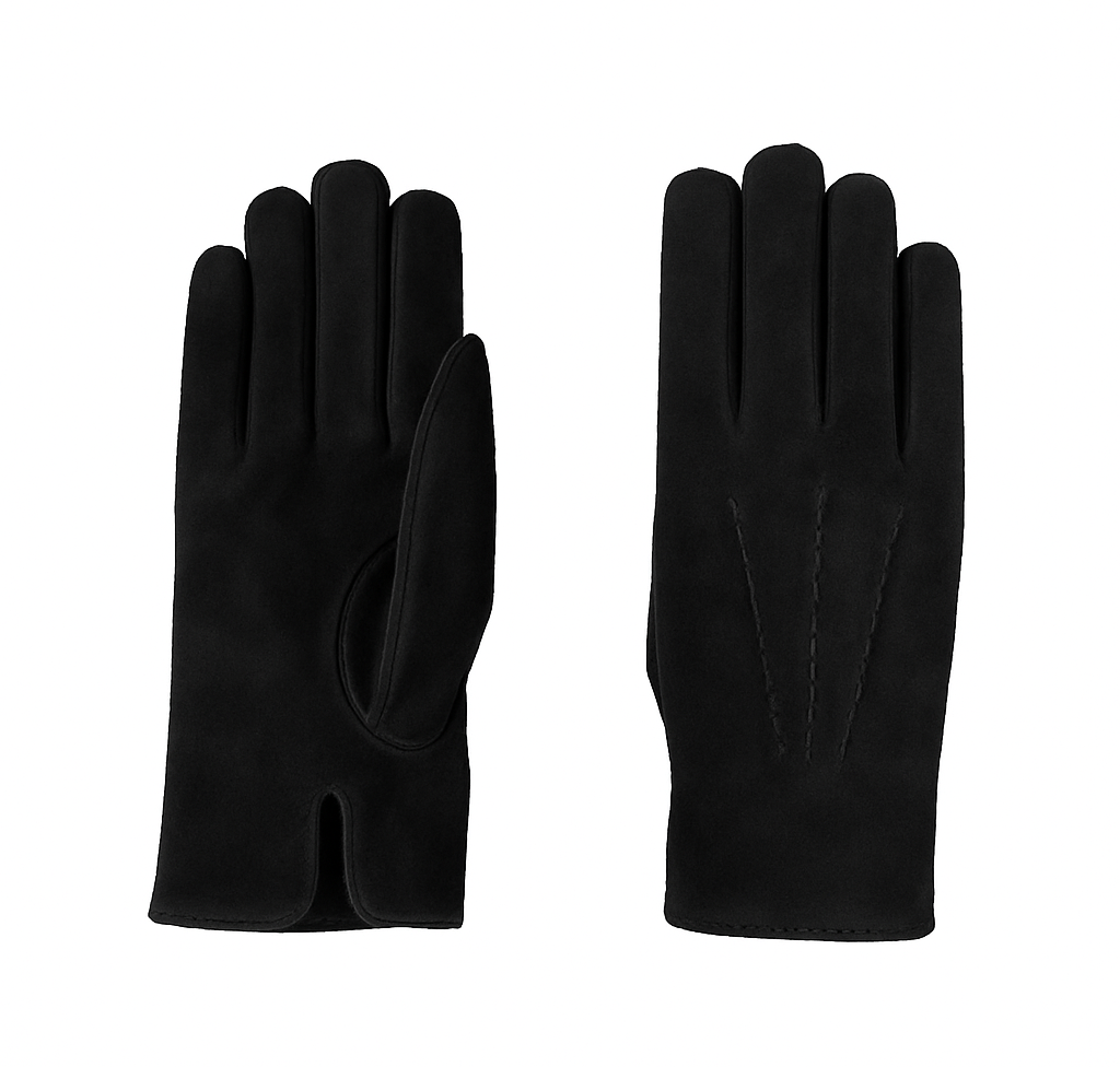 Guanti da uomo classici in vera pelle scamosciata e fodera in cashmere