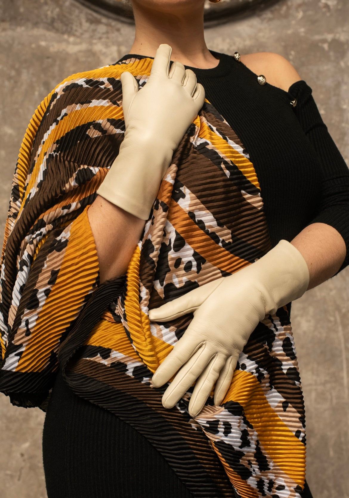 Guanti da donna classici in vera pelle metis foderati in seta lunghi 4 pollici