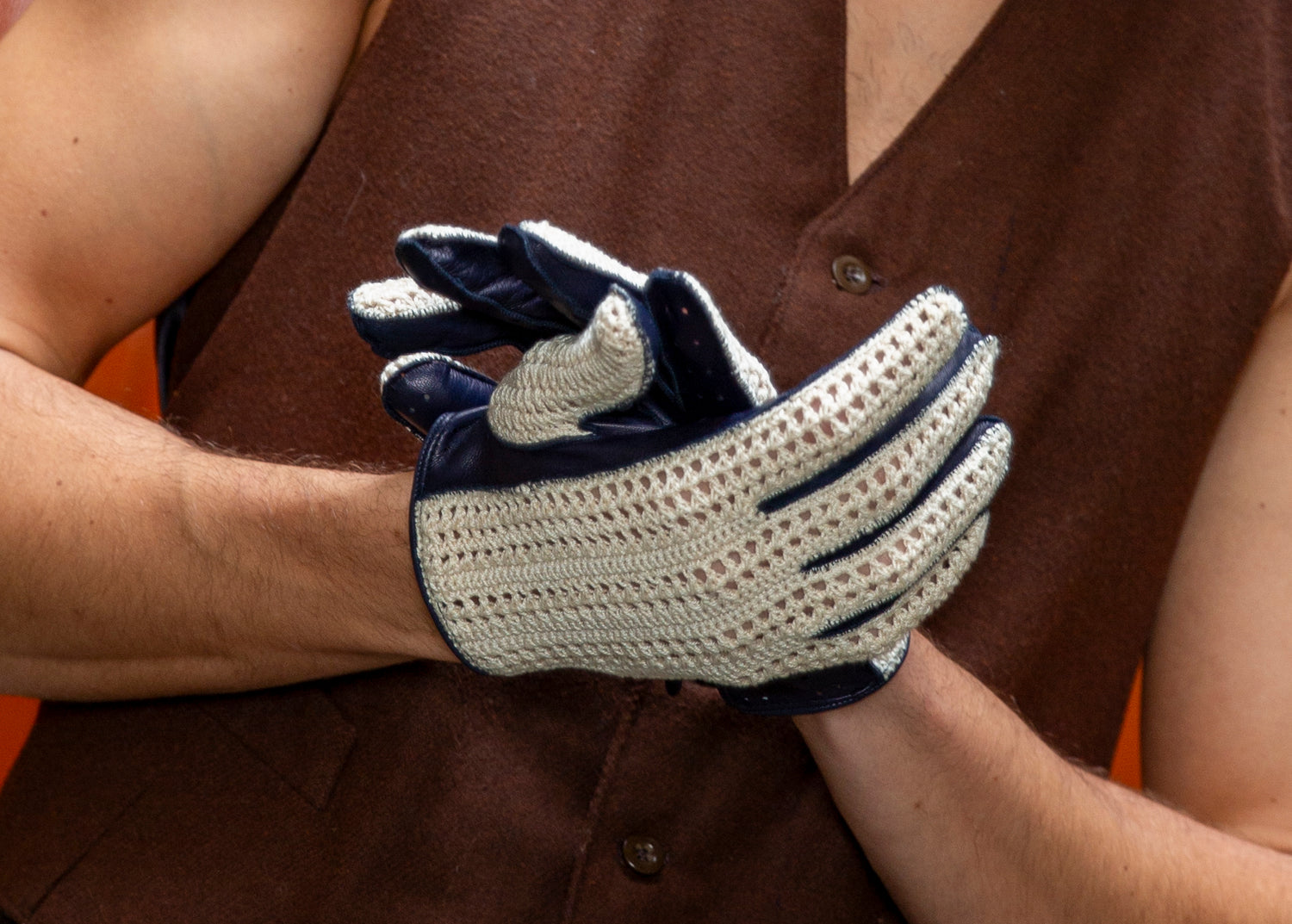 Guanti da uomo sportivi in vera pelle metis crochet