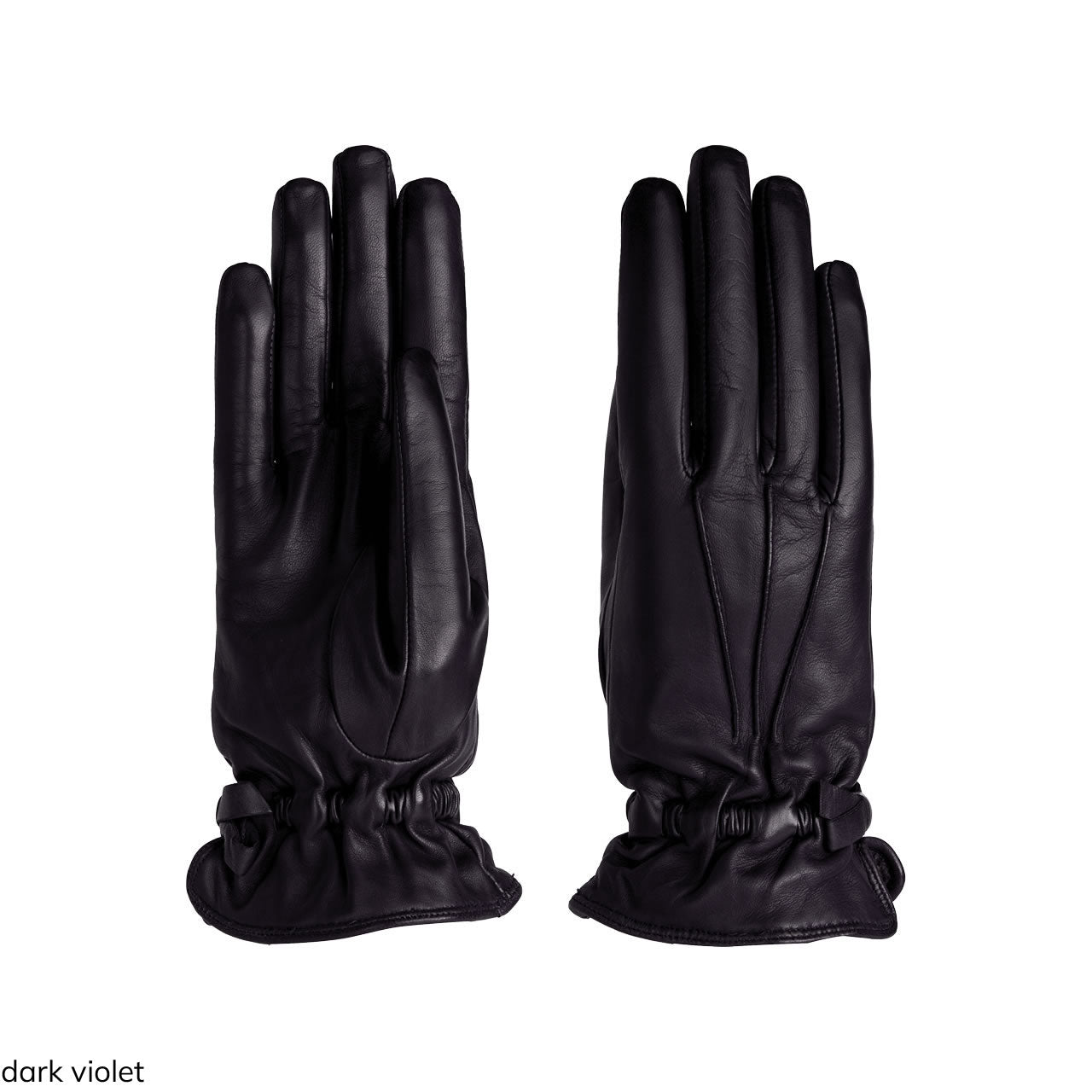 Women's gloves with leather covered elastic