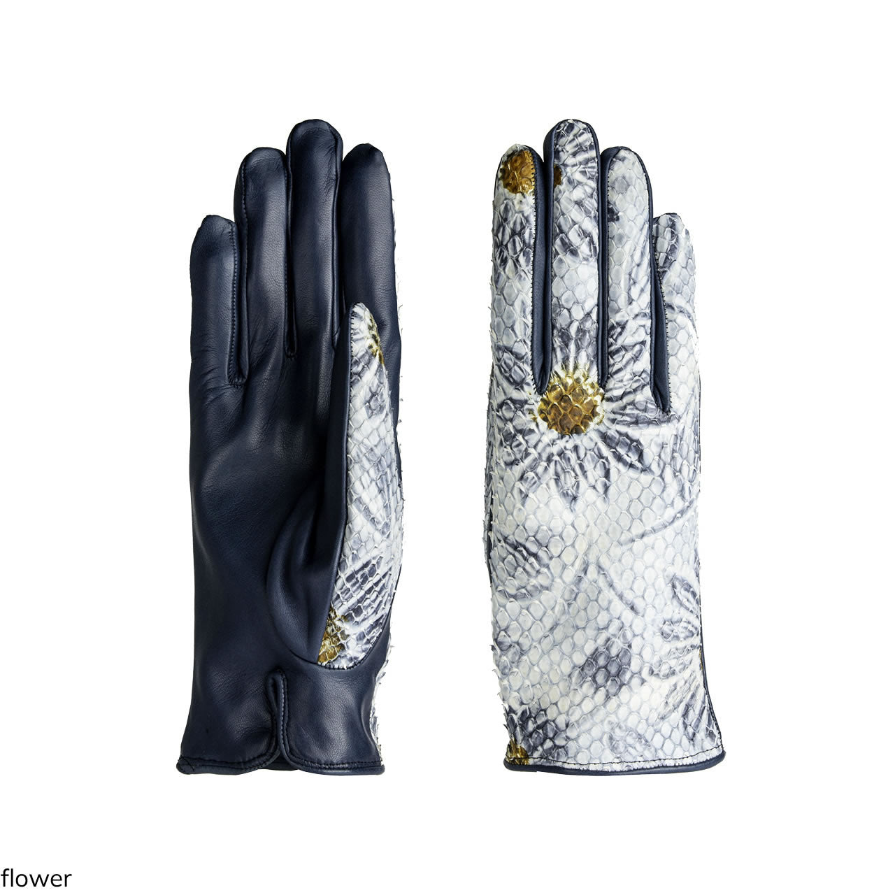 Guanti da donna in vero rettile foderati in cashmere