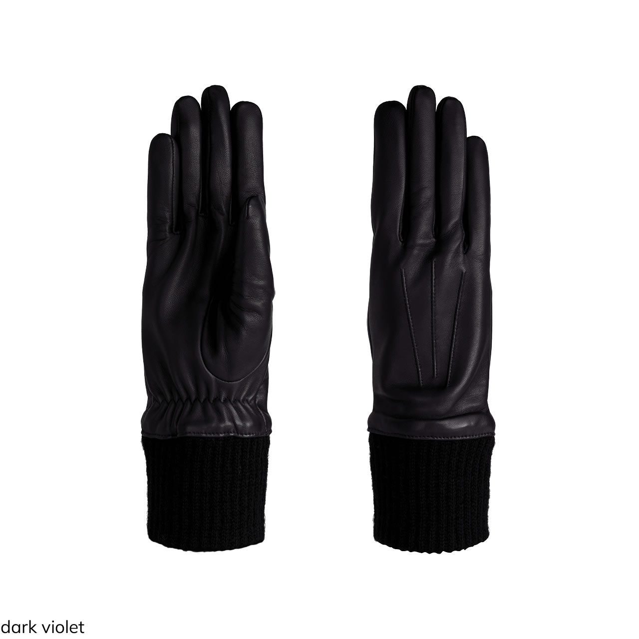 Gants pour femme en cuir de métis véritable avec doublure en cachemire et poignets en laine