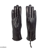 Gants tendance en cuir véritable pour femme avec poignet zippé