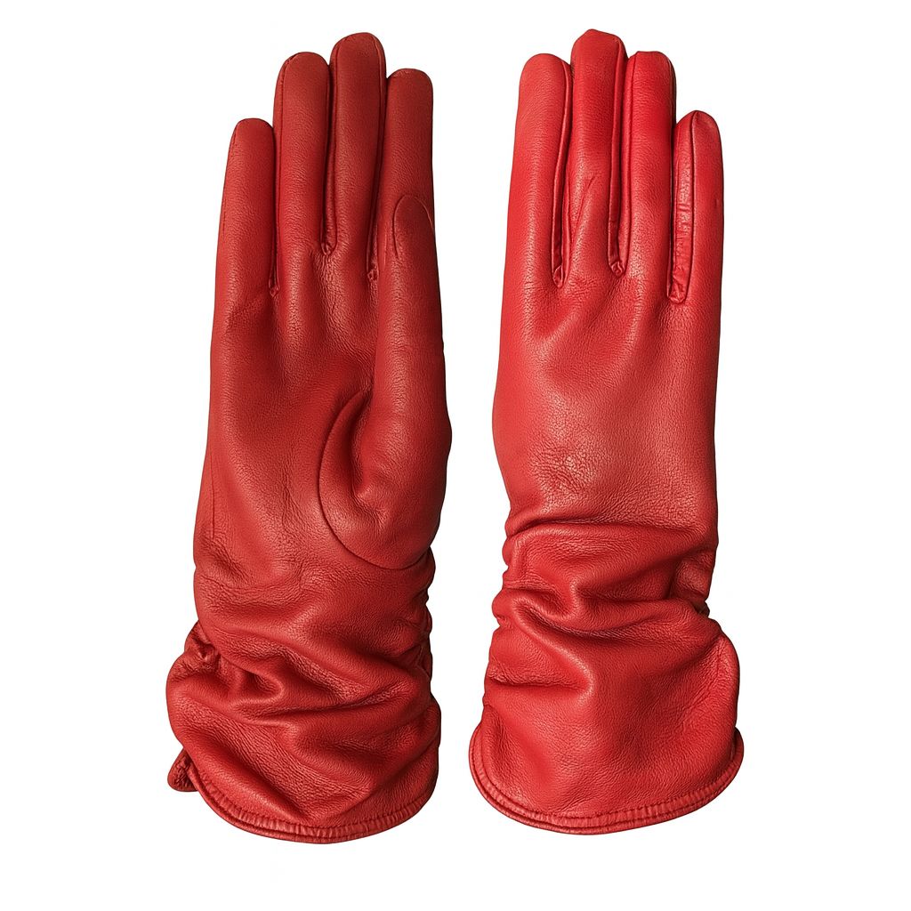 Guanti da donna trendy lungo 4 pollici in vera pelle metis.