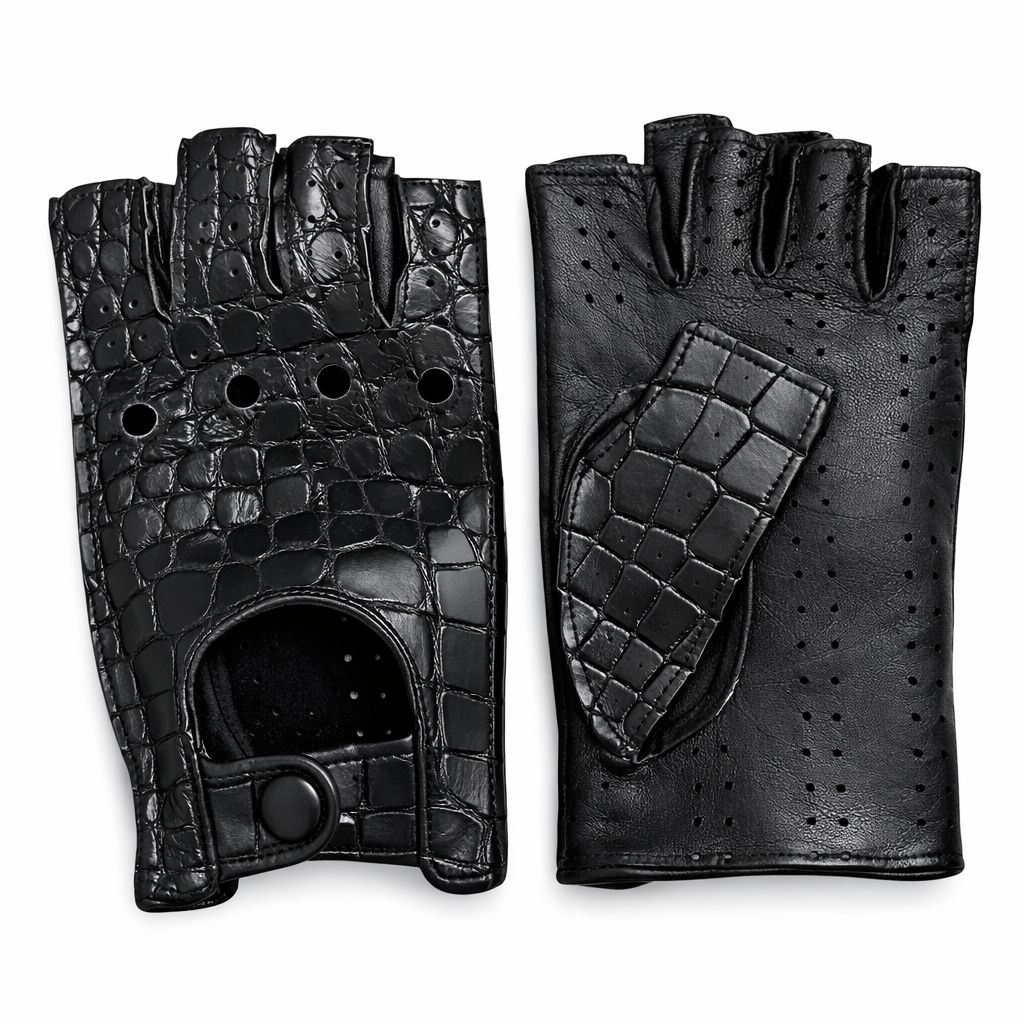 lenker handschuhe Damen-Lenkerhandschuhe mit halben Fingern aus echtem Krokodilleder ohn –  Gloves