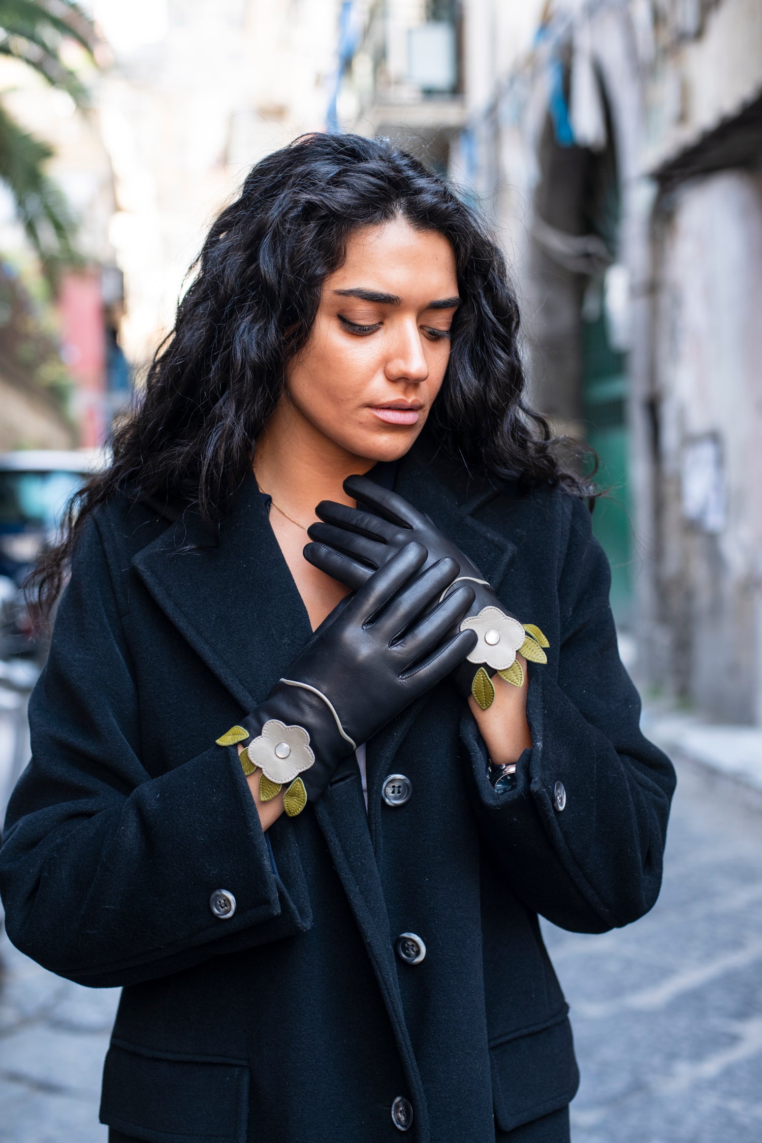 Trendige Damenhandschuhe aus echtem Metis-Leder mit Kaschmirfutter