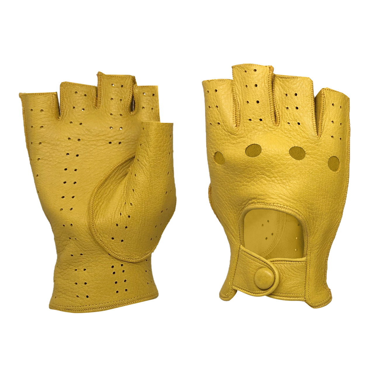 herren handschuhe hirschleder Ungefütterte Halbfingerhandschuhe aus Hirschleder für Herren mit Knopf – Gloves