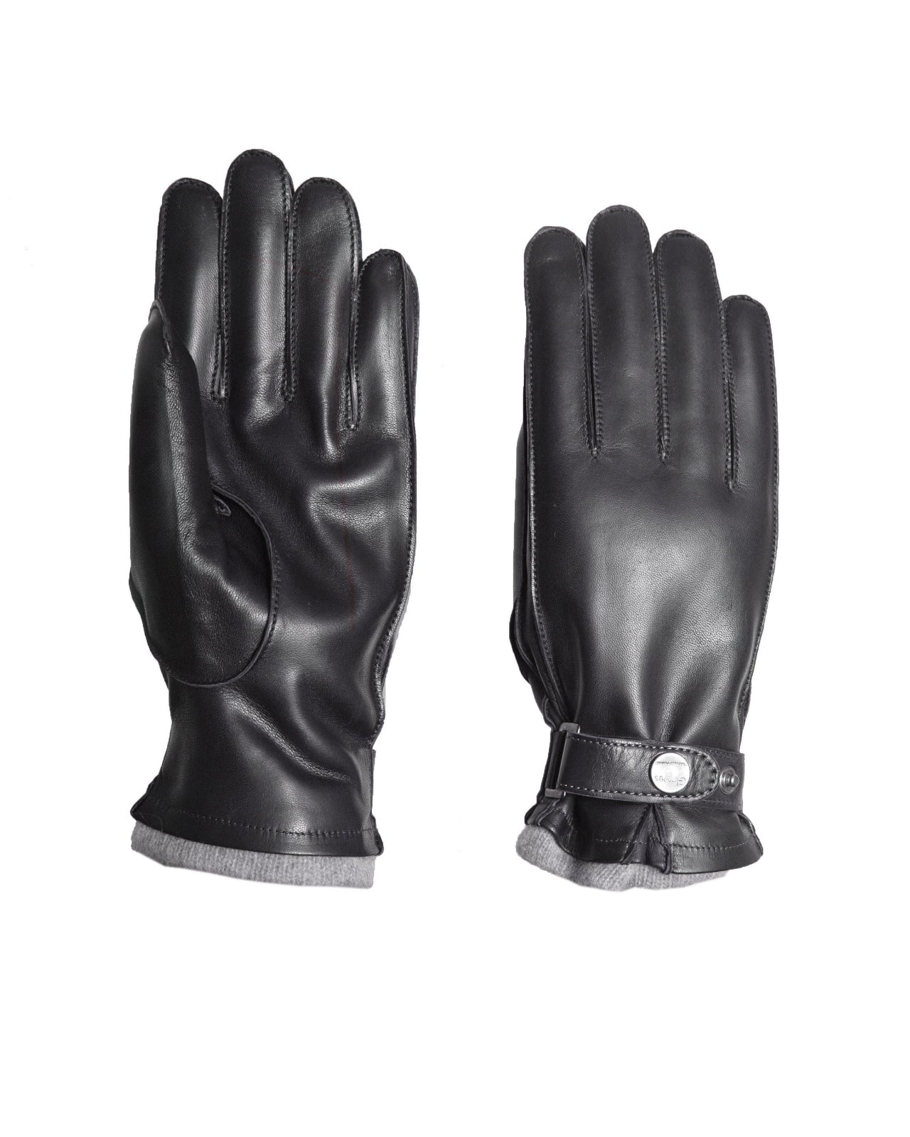 Men's Genuine Leather Metis Gloves with Strap Lined in Cashmere