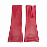 Guanti da donna senza dita in vera pelle metis con fodera in seta lunghi 8 pollici