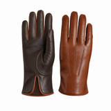 Klassische Herren-Lederhandschuhe mit zweifarbigem Kaschmirfutter