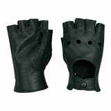 Guanti da uomo sportivo guida in vera pelle metis a mezze dita sfoderati