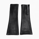 Gants pour femmes de 20 cm sans doigts en cuir véritable avec doublure en soie
