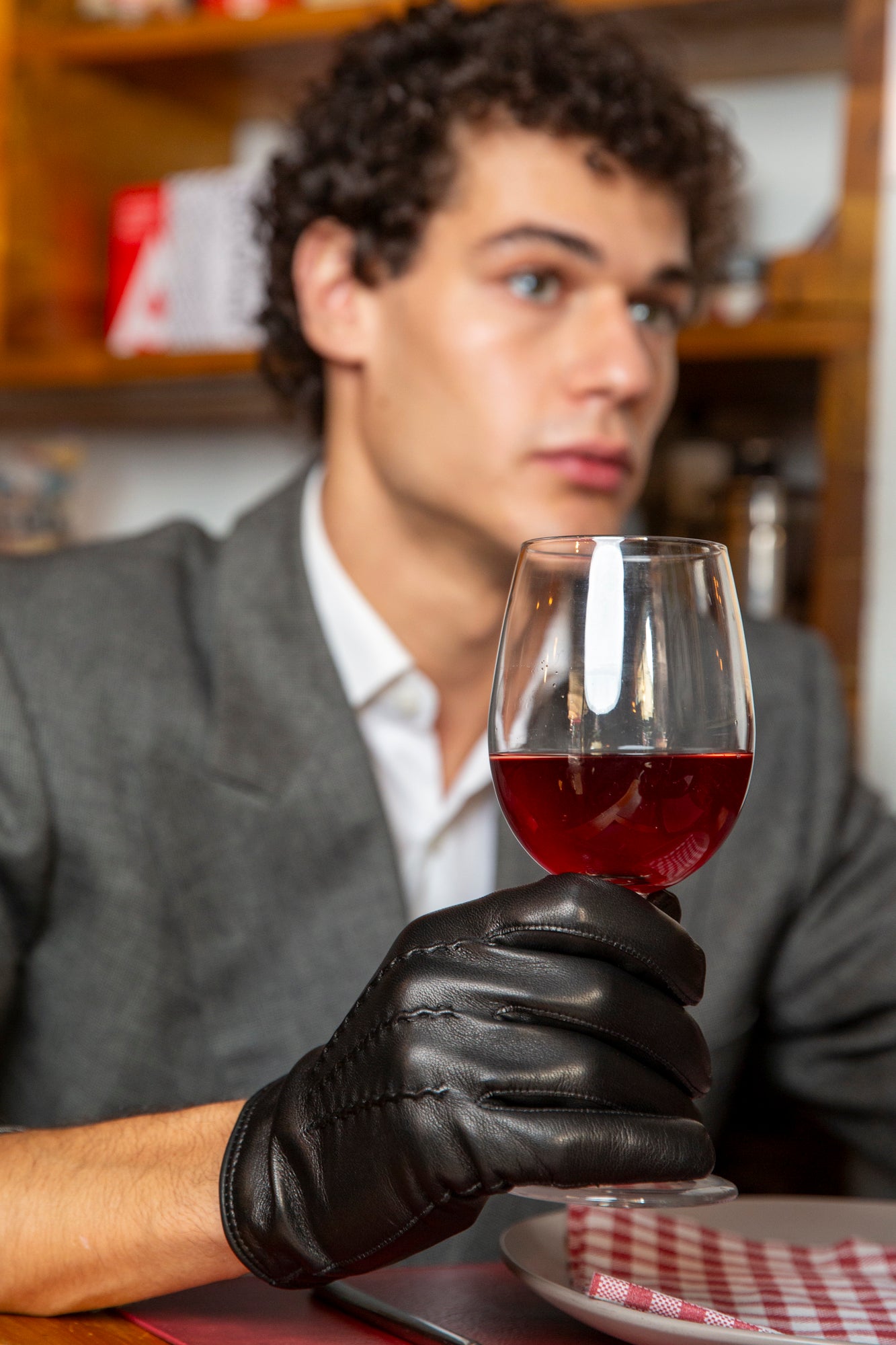 Guanti da uomo classici in pelle foderati in cashmere