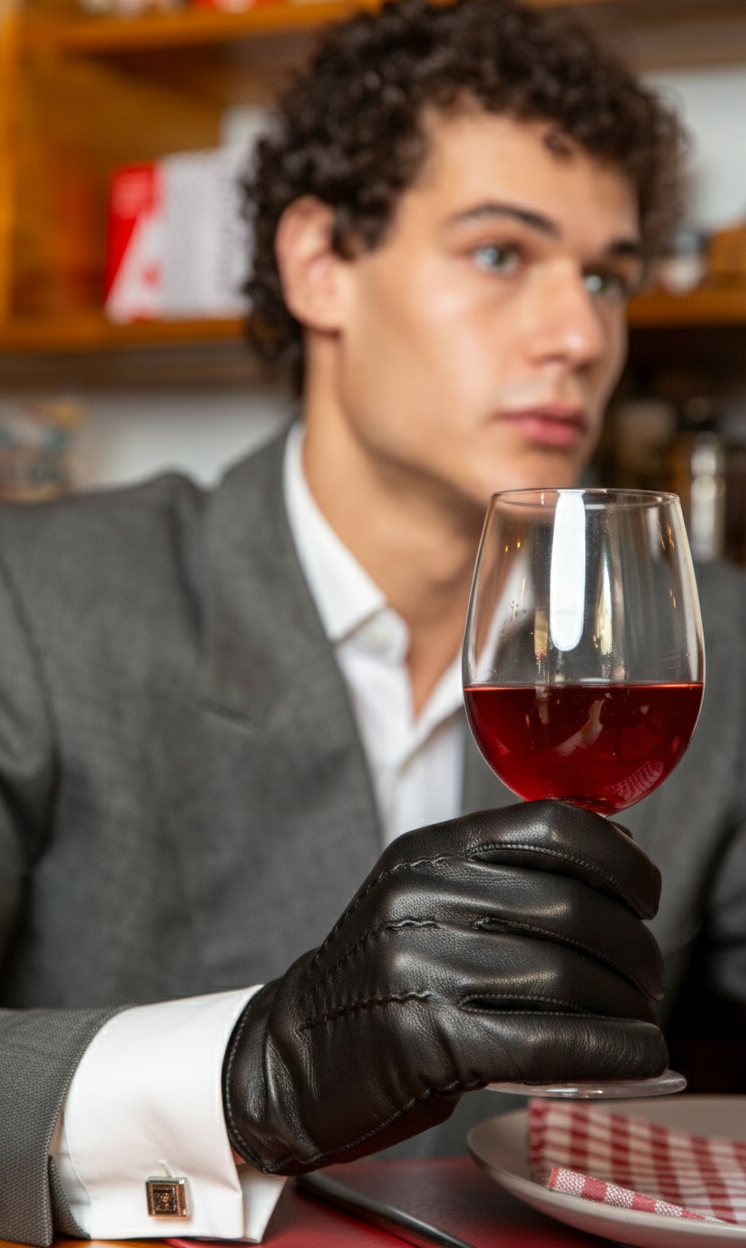 Classic Men's Leather Gloves Lined with Cashmere