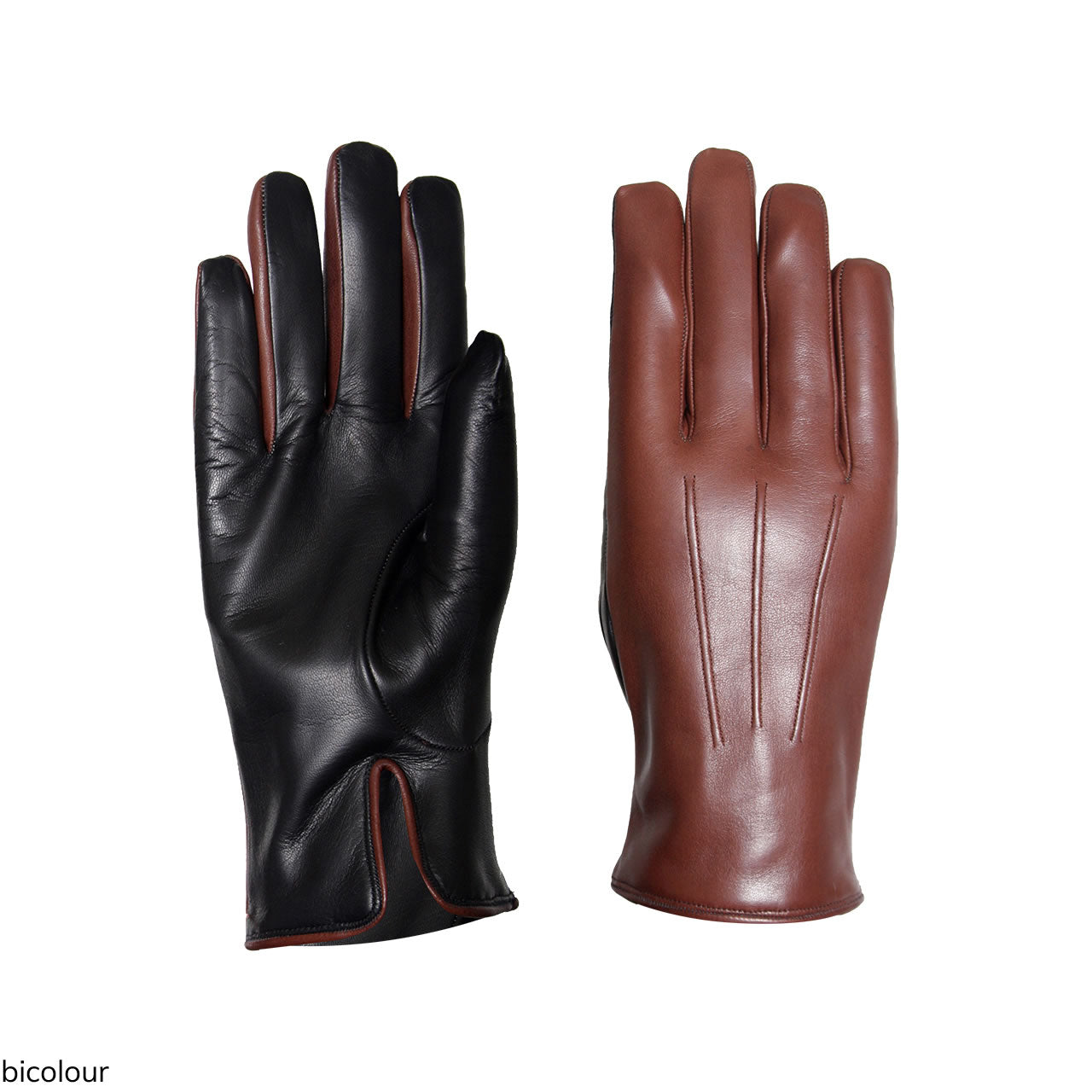 Classic Men's Leather Gloves Lined in Two-Tone Cashmere