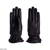 Women's gloves with leather covered elastic