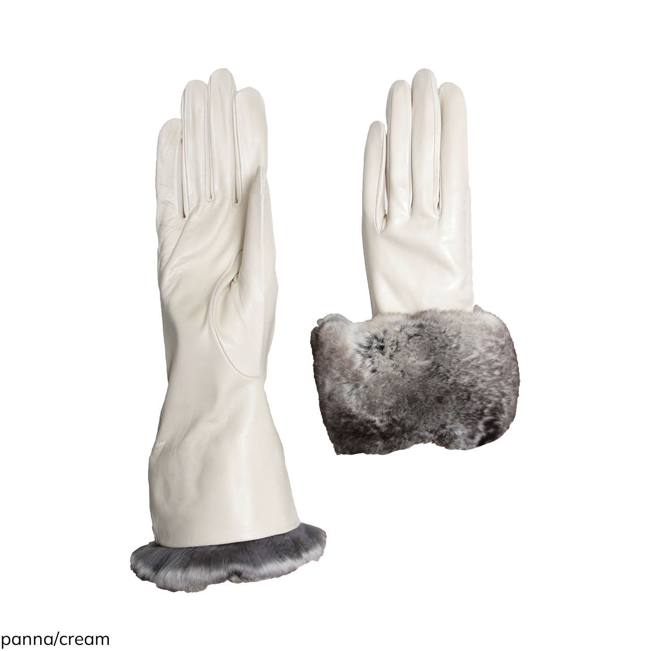 Long cream women's gloves in genuine metis leather lined in silk with Orylag® wrist