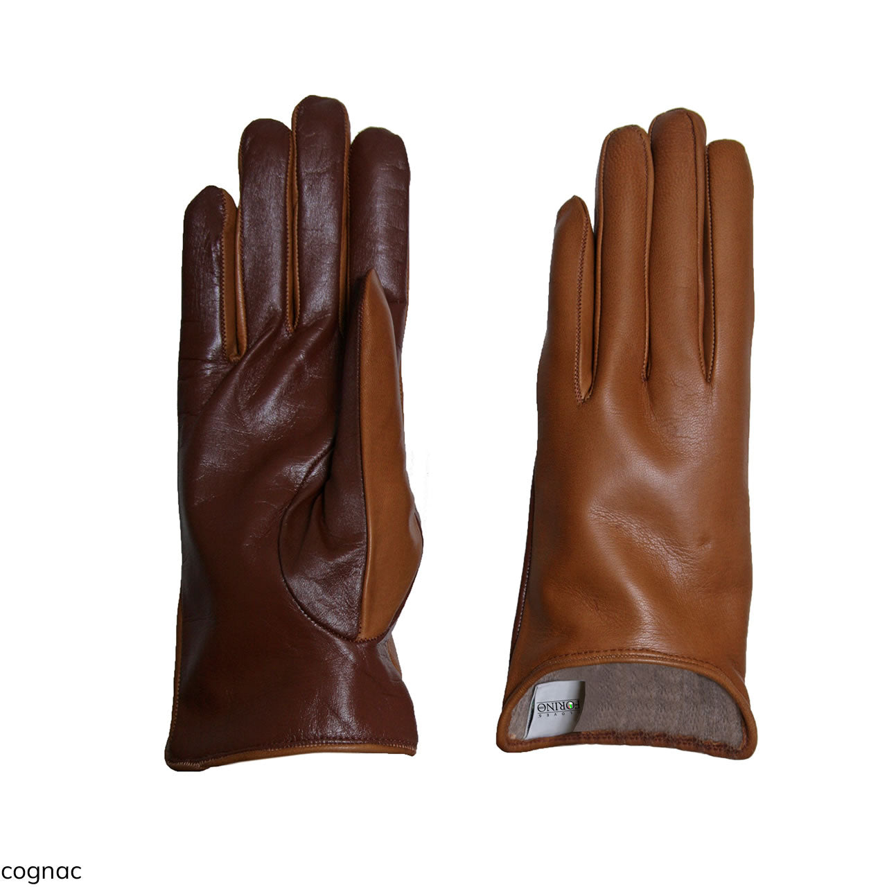 Trendy two-tone women's gloves in genuine leather metis touch cashmere lined décolleté