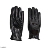 Touch Screen sports driving glove with leather-covered button