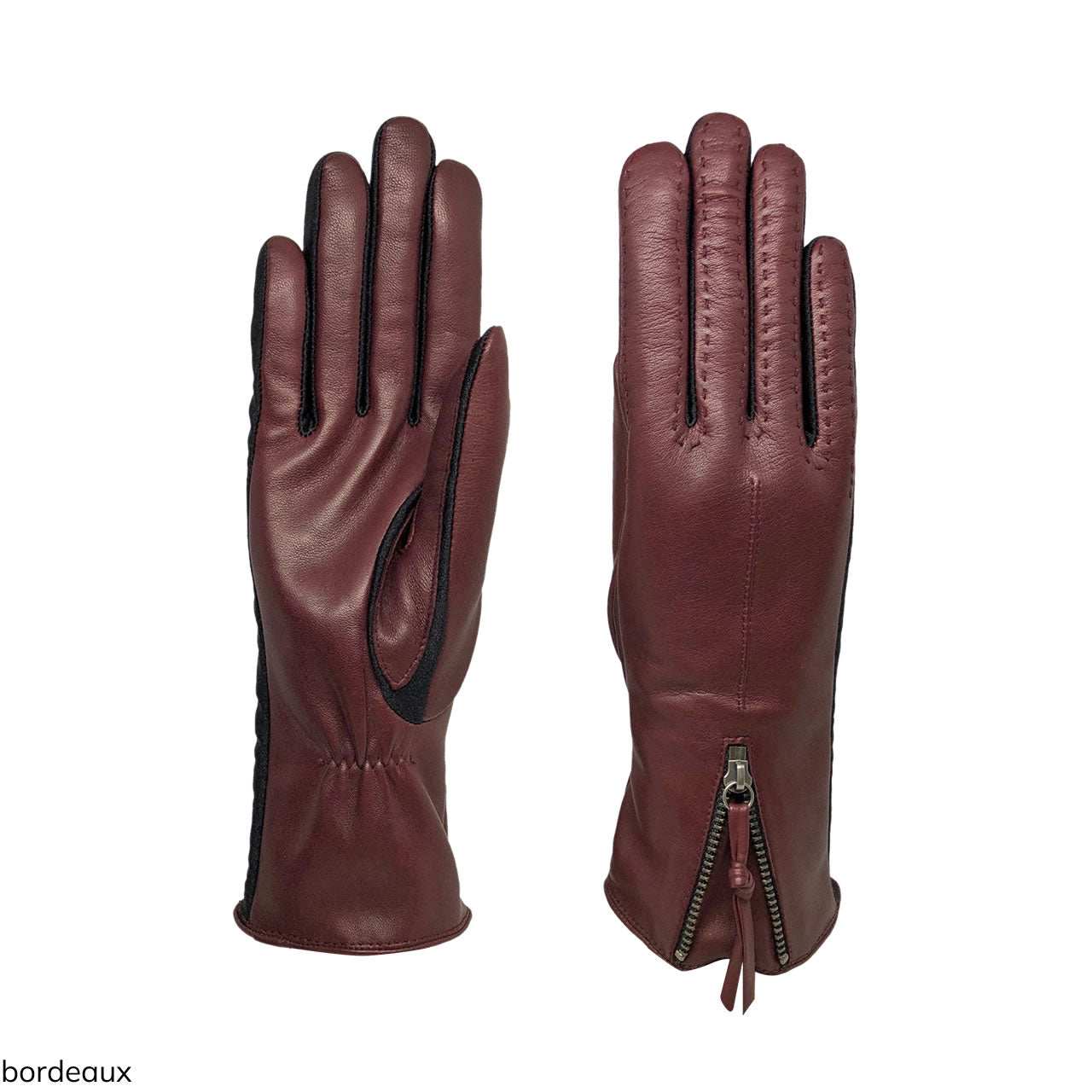 Trendy women's gloves in genuine leather metis with zip wrist