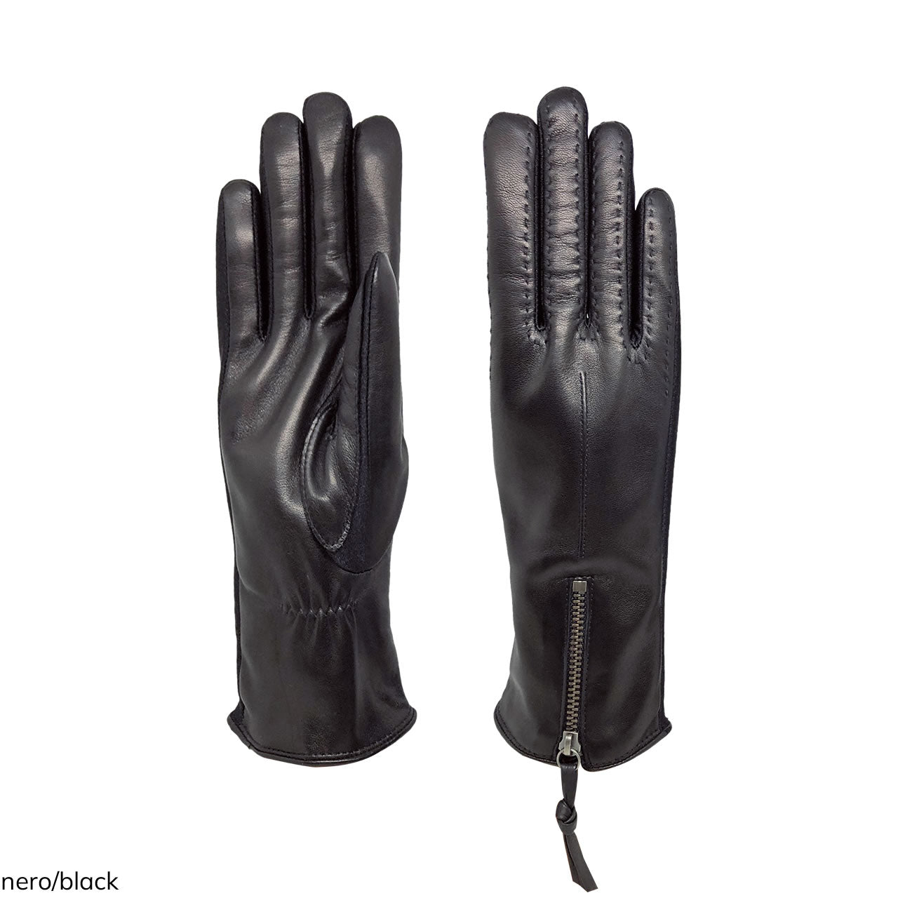 Trendy women's gloves in genuine leather metis with zip wrist