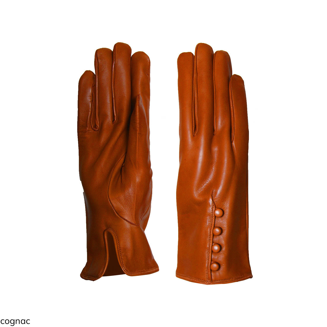 Trendy women's gloves in genuine metis leather and cashmere-lined buttons