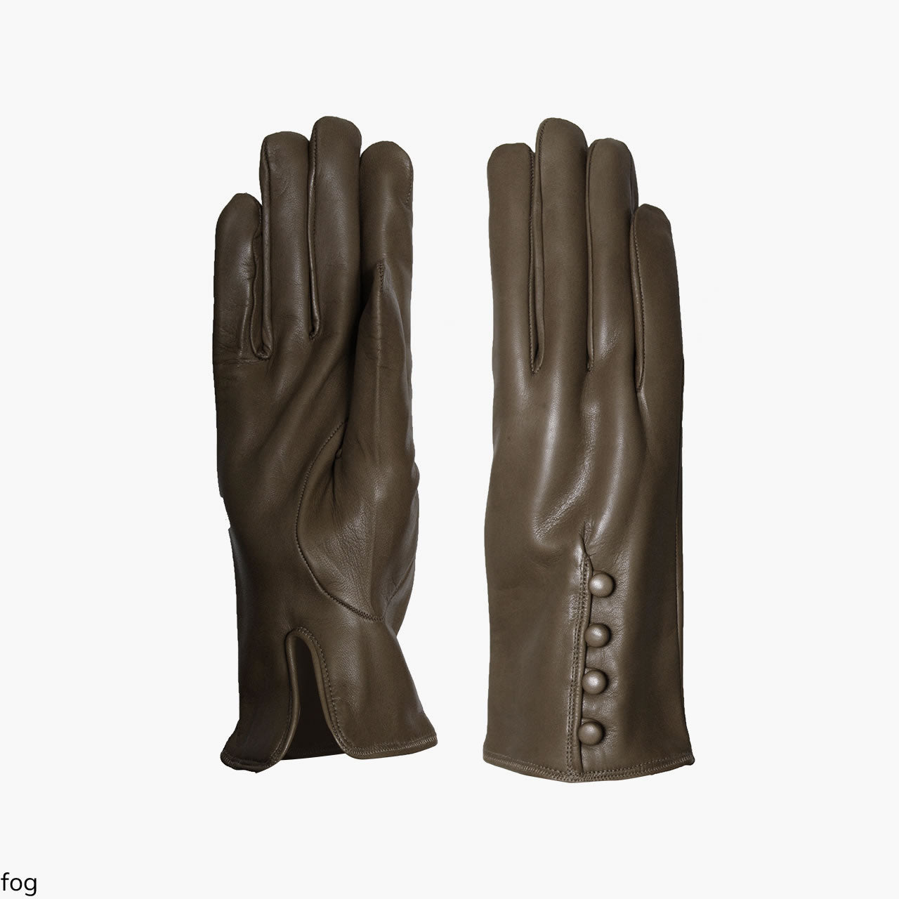 Trendy women's gloves in genuine metis leather and cashmere-lined buttons