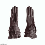 Guanti da donna trendy lungo 4 pollici in vera pelle metis sfoderati