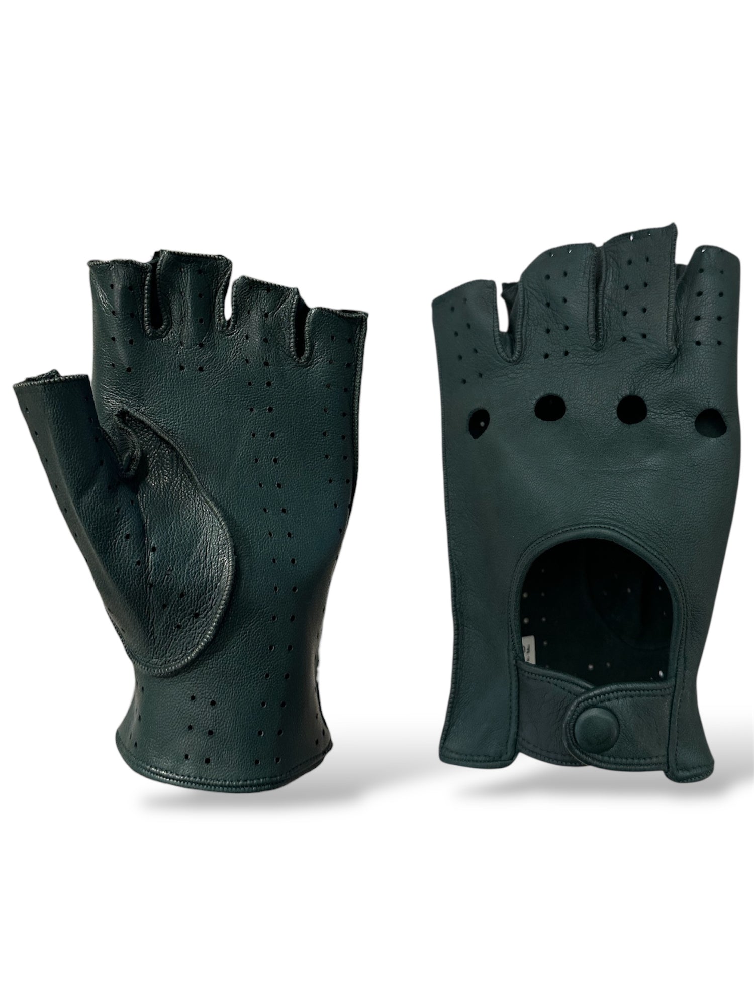 Guanti da uomo sportivo guida in vera pelle metis a mezze dita sfoderati