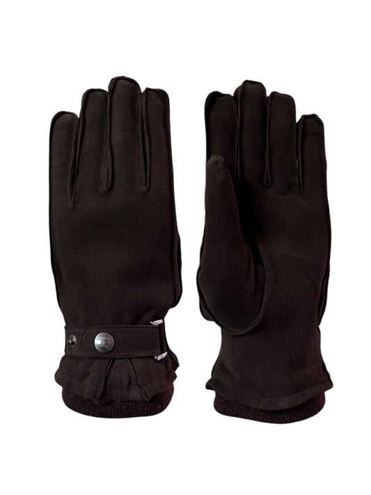 Genuine suede men's gloves with strap and cashmere lining