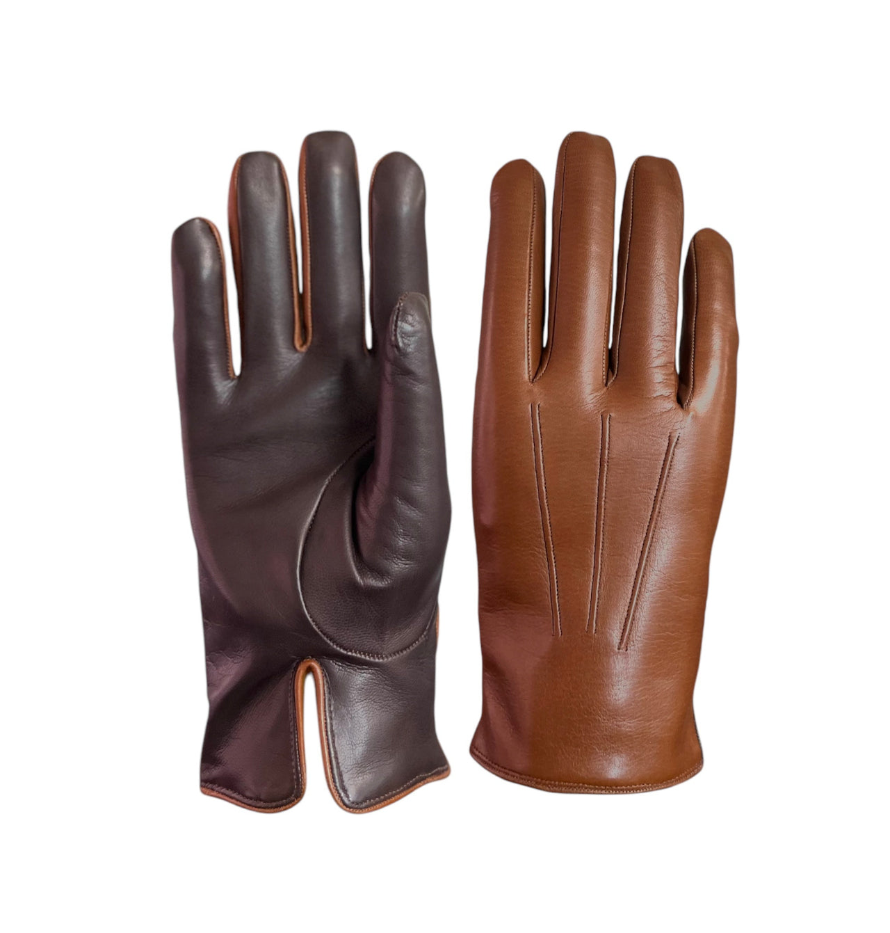 Classic Men's Leather Gloves Lined in Two-Tone Cashmere