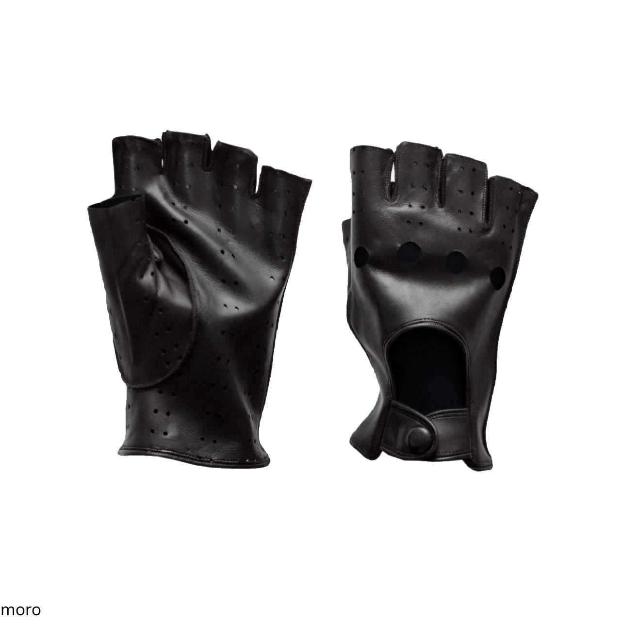 Men's Sports Driving Gloves in Genuine Leather Metis Half Finger Unlined