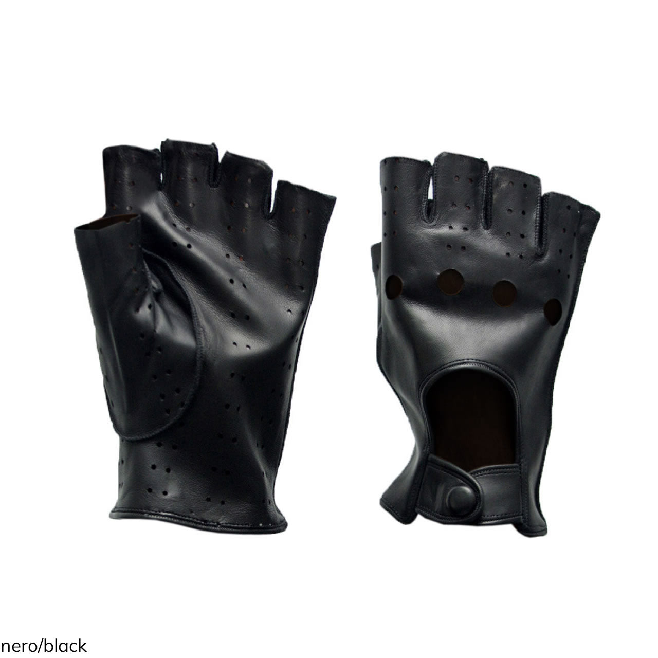 Men's Sports Driving Gloves in Genuine Leather Metis Half Finger Unlined